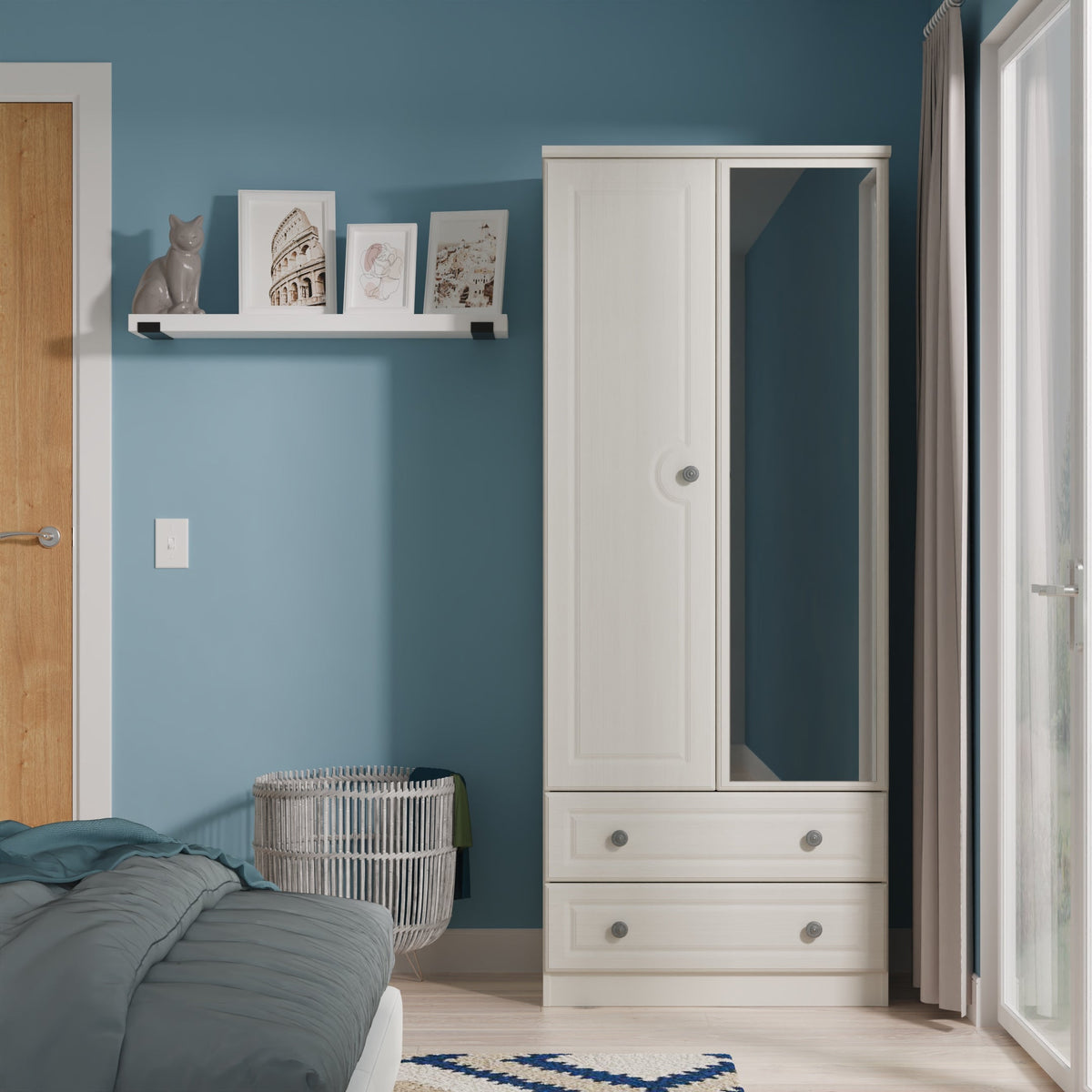 Pembroke 2ft 6in 2 Drawer Mirror Robe
