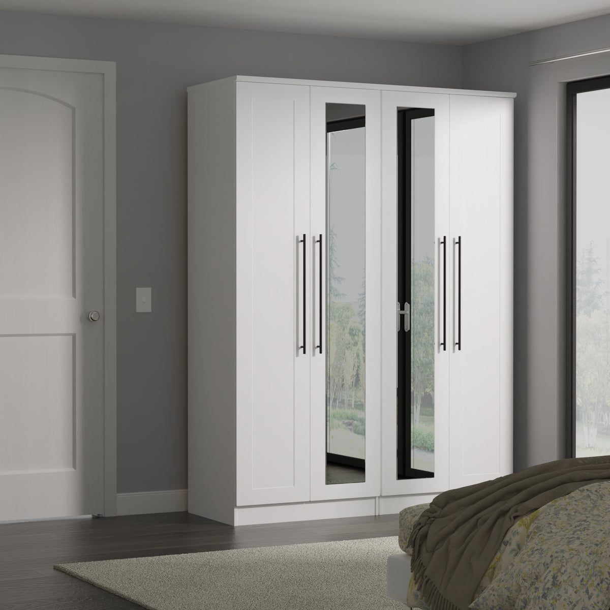 Beverley 4 Door Centre Mirror Robe