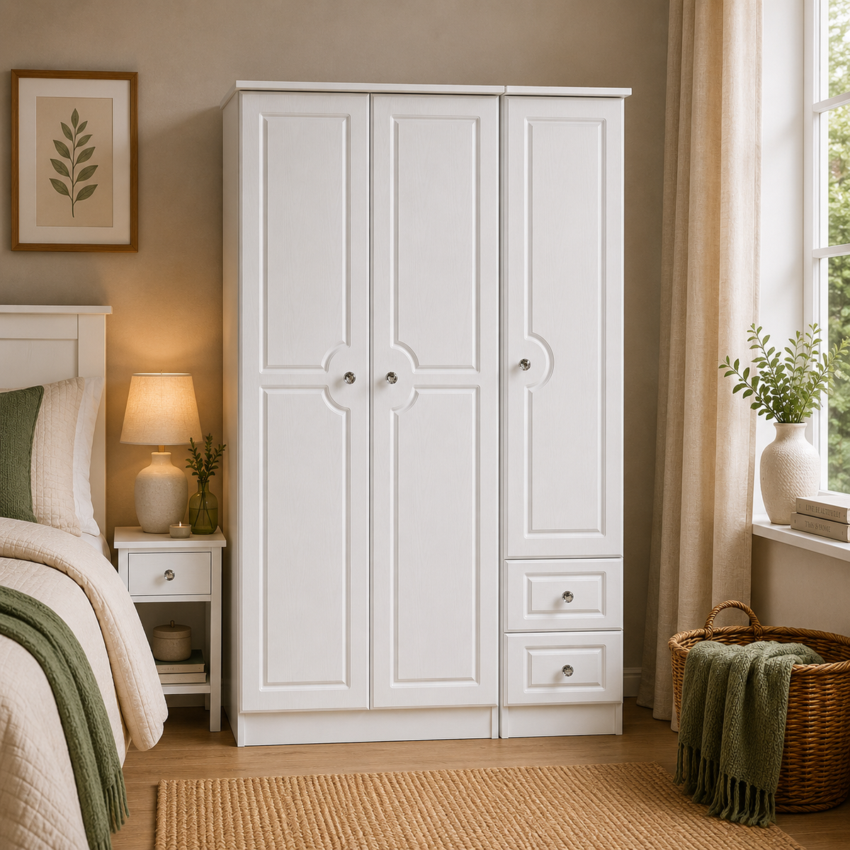 Crystal Tall Triple Plain + Drawer Robe