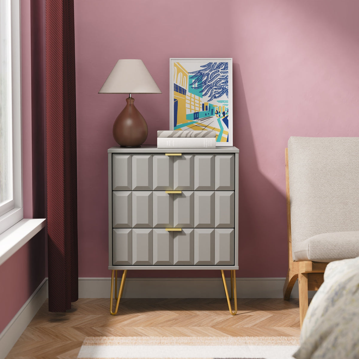 Cube 3 Drawer Midi Chest