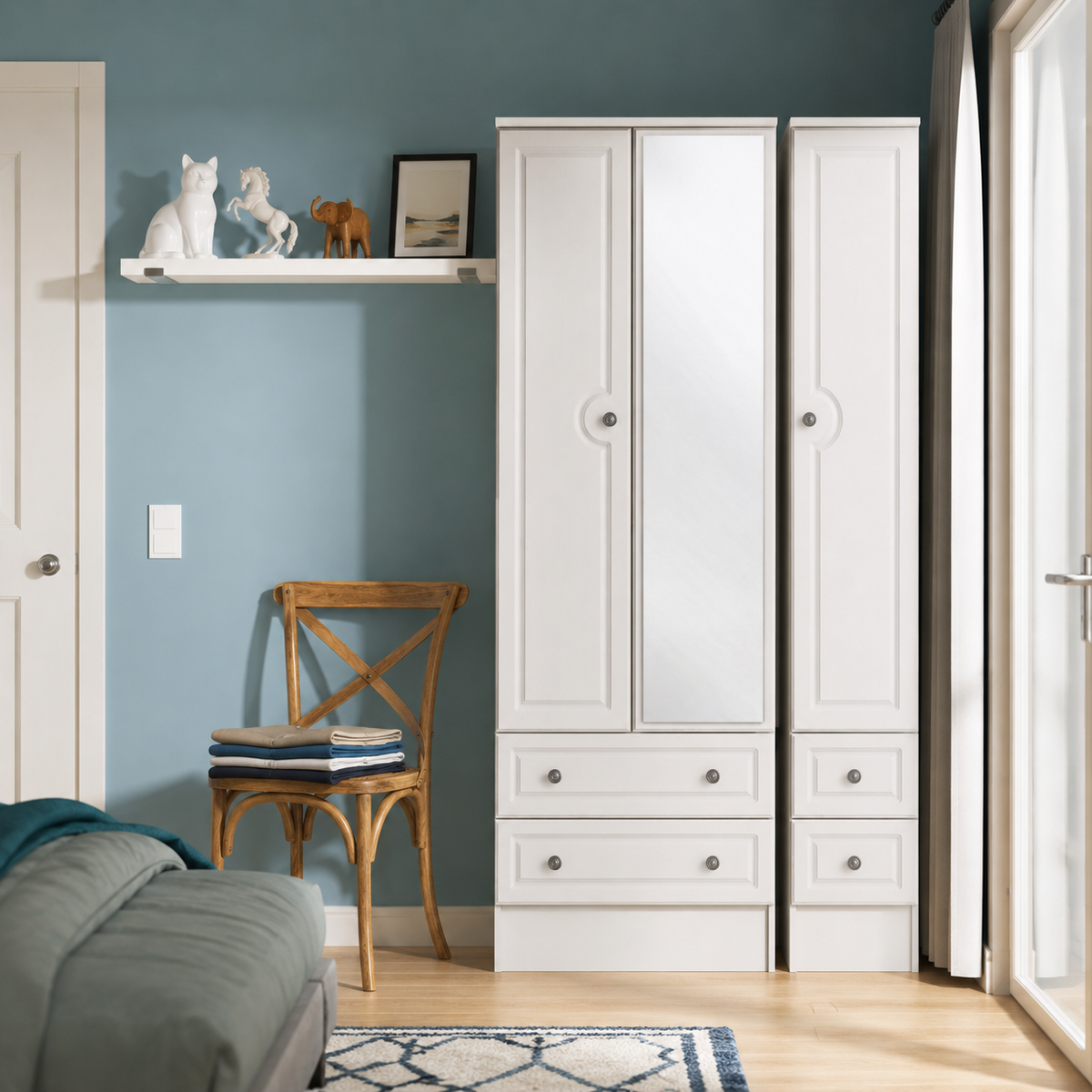 Pembroke Triple 2 Drawer Mirror Robe