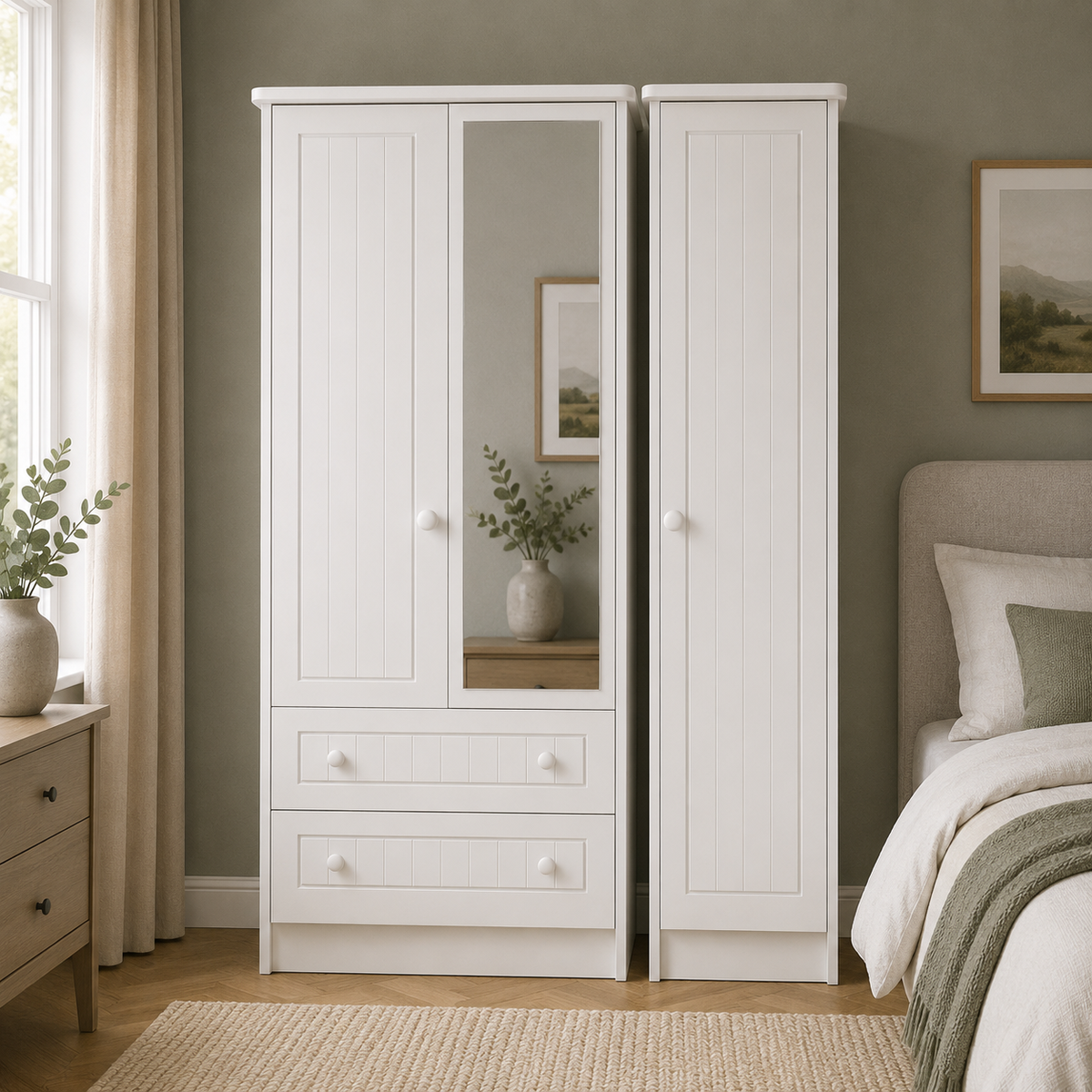 Warwick Tall Triple 2 Drawer Mirror Robe