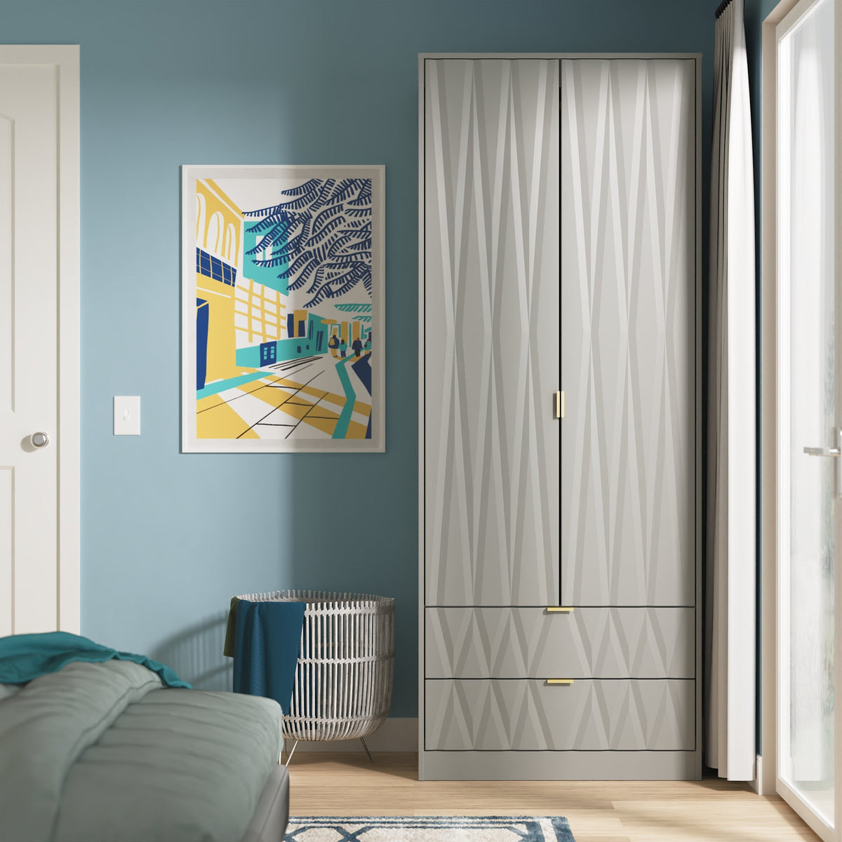 Diamond 2 Drawer Wardrobe