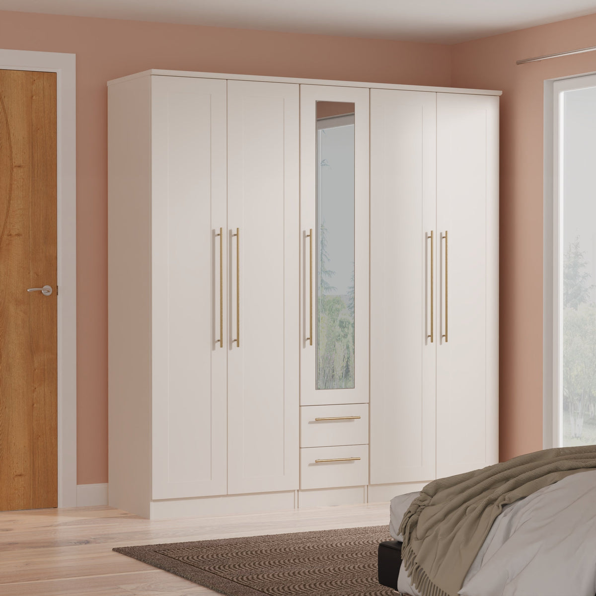 Haworth 5 Door 2 Drawer Centre Mirror Robe