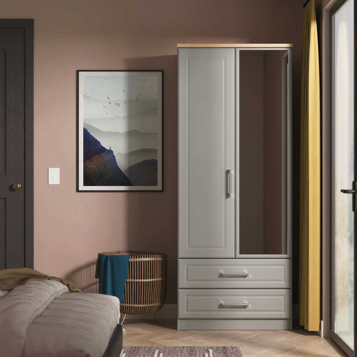 Kent Tall 2 Drawer Mirror Robe
