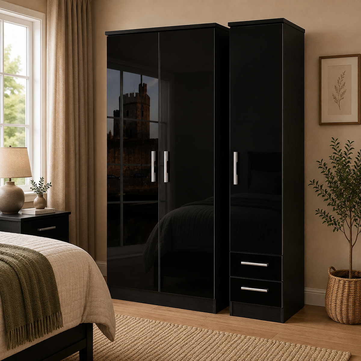 Knightsbridge Triple Plain + Drawer Robe
