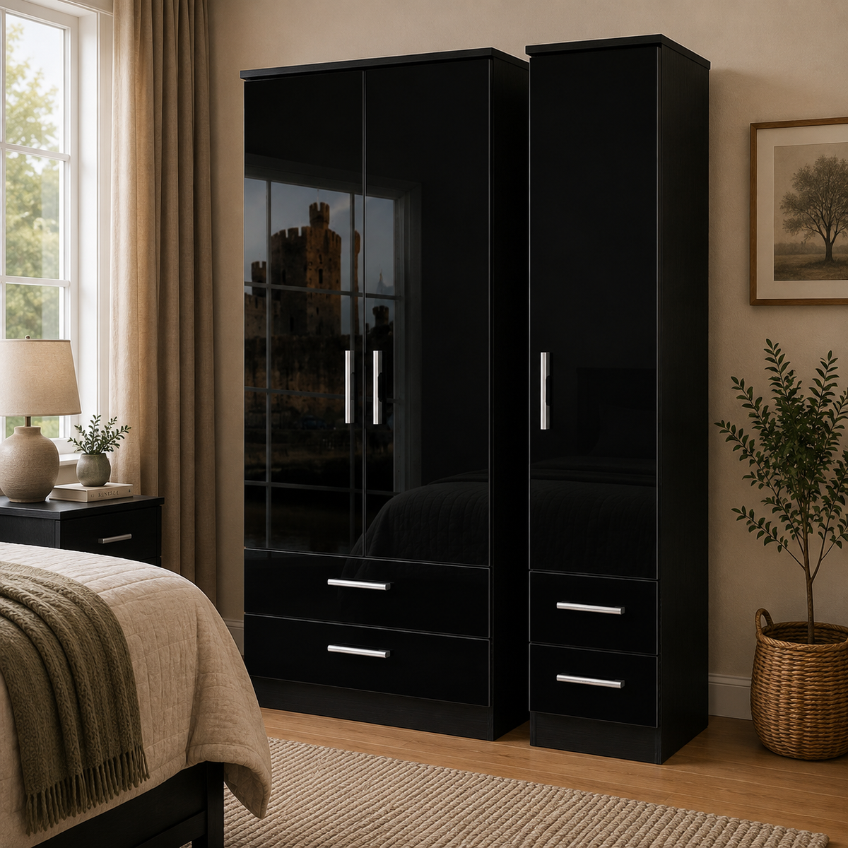 Knightsbridge Tall Triple 2 Drawer + Drawer Robe