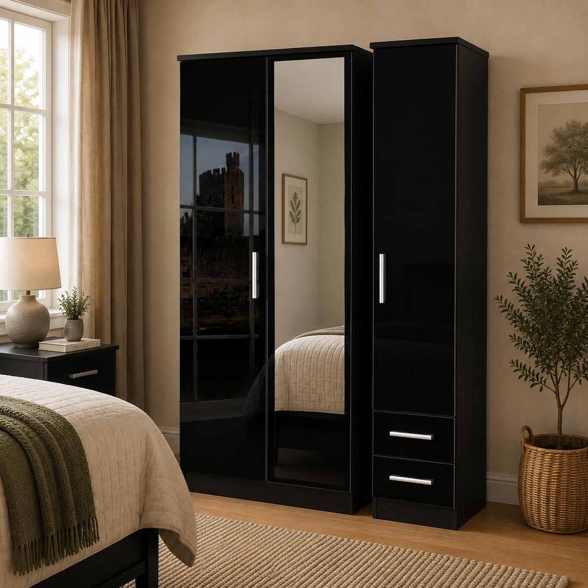 Knightsbridge Triple Mirror + Drawer Robe