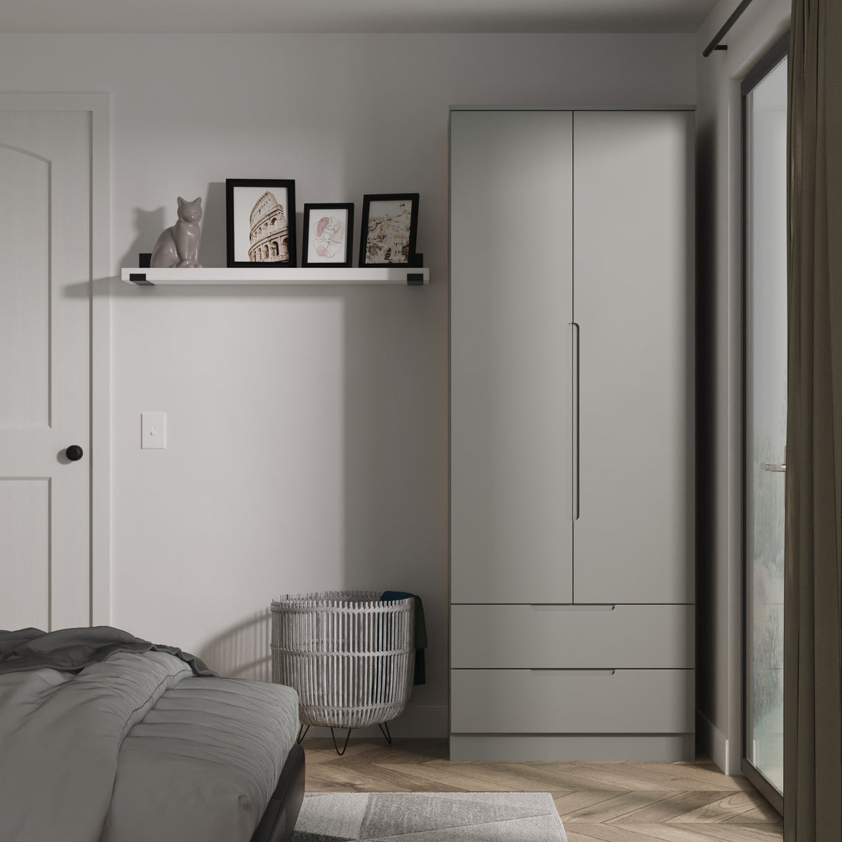 Milan Tall 2ft 6in 2 Drawer Robe