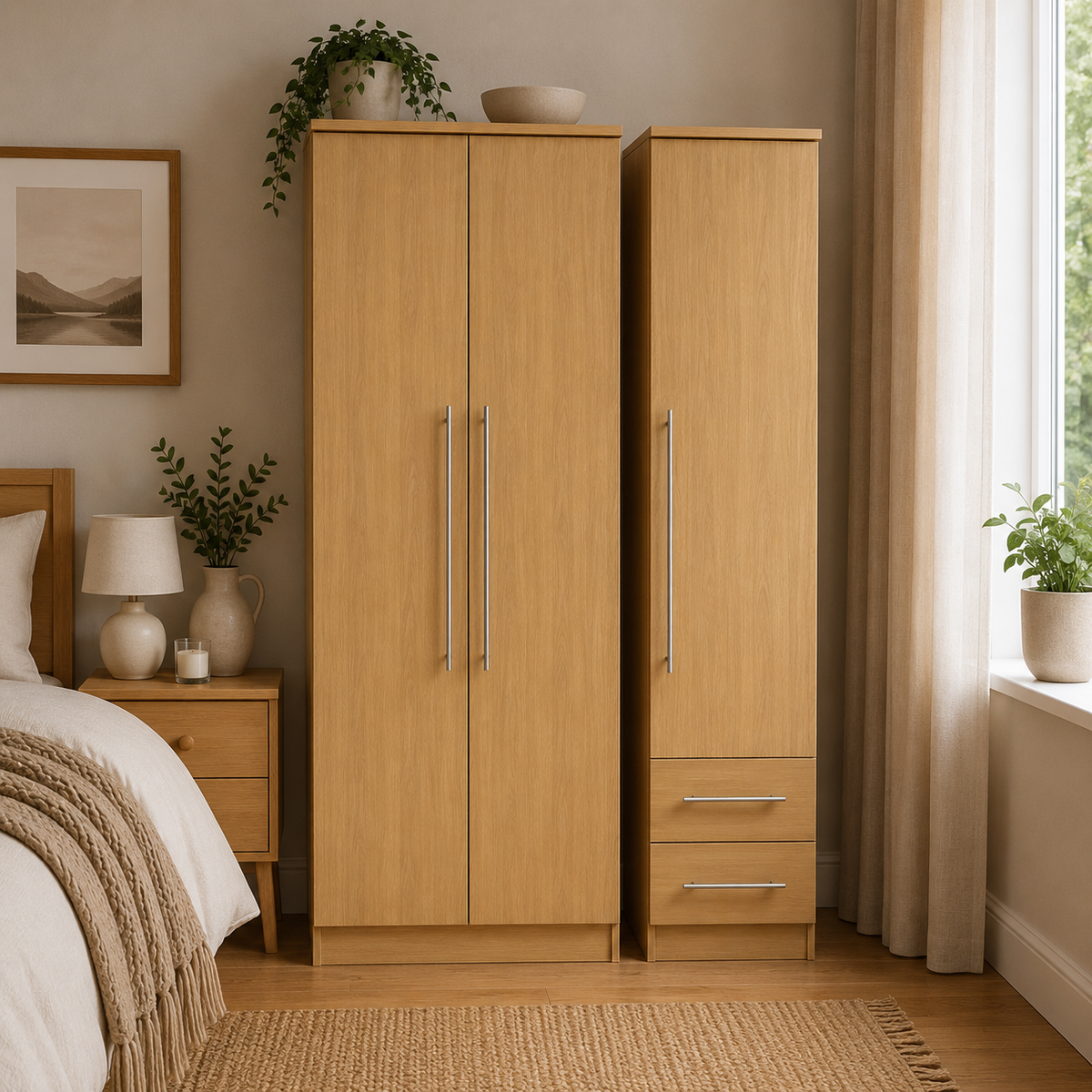 Sherwood Triple Plain + Drawer Robe