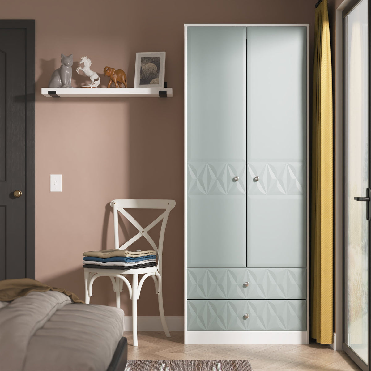 San Jose Tall 2ft 6in 2 Drawer Robe