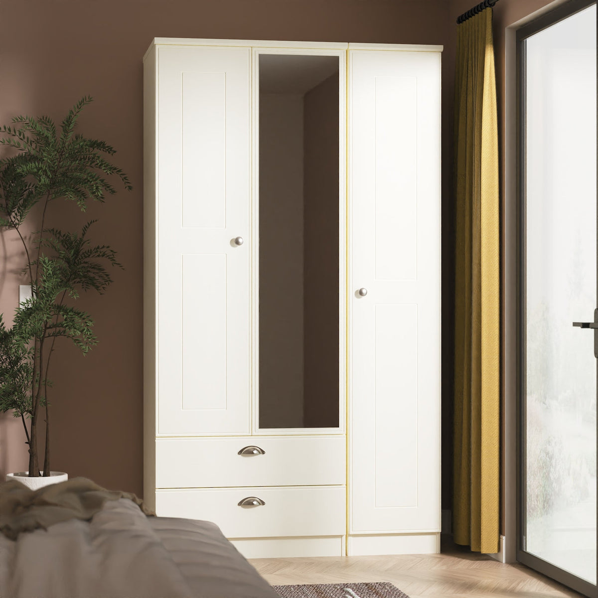 Victoria Tall Triple 2 Drawer Mirror Robe