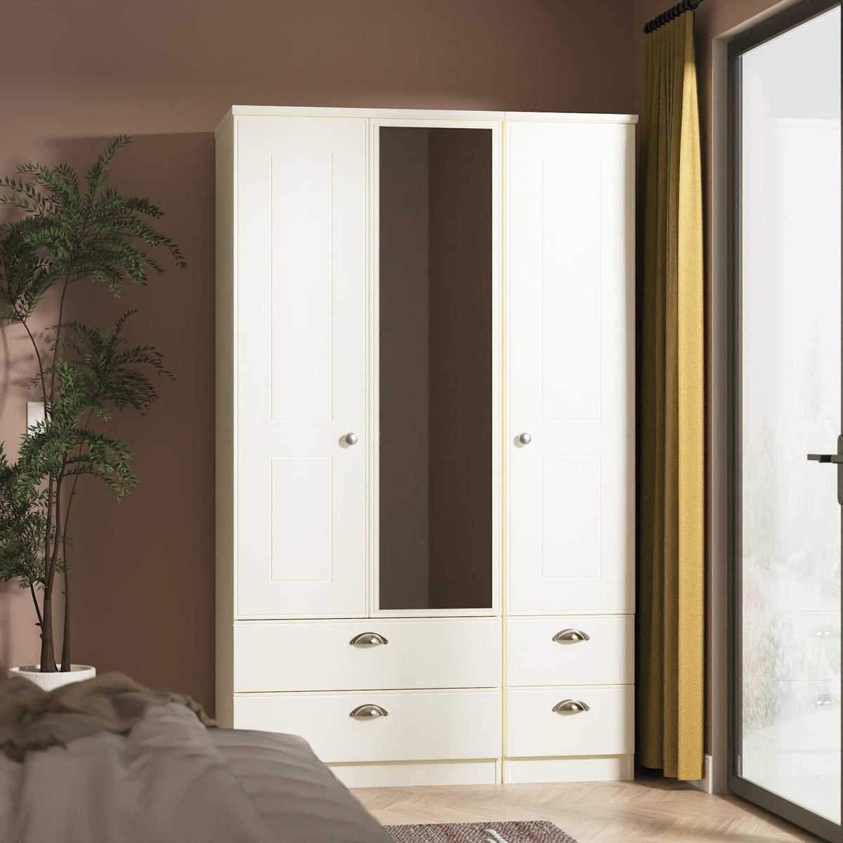Victoria Triple 2 Drawer Mirror + Drawer Robe