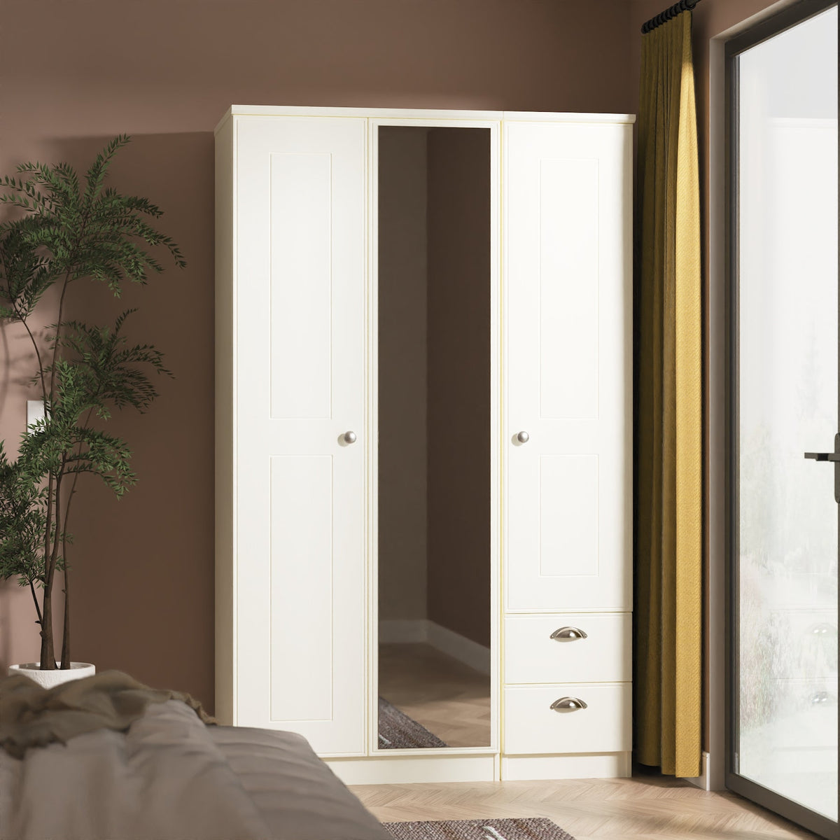 Victoria Tall Triple Mirror + Drawer Robe