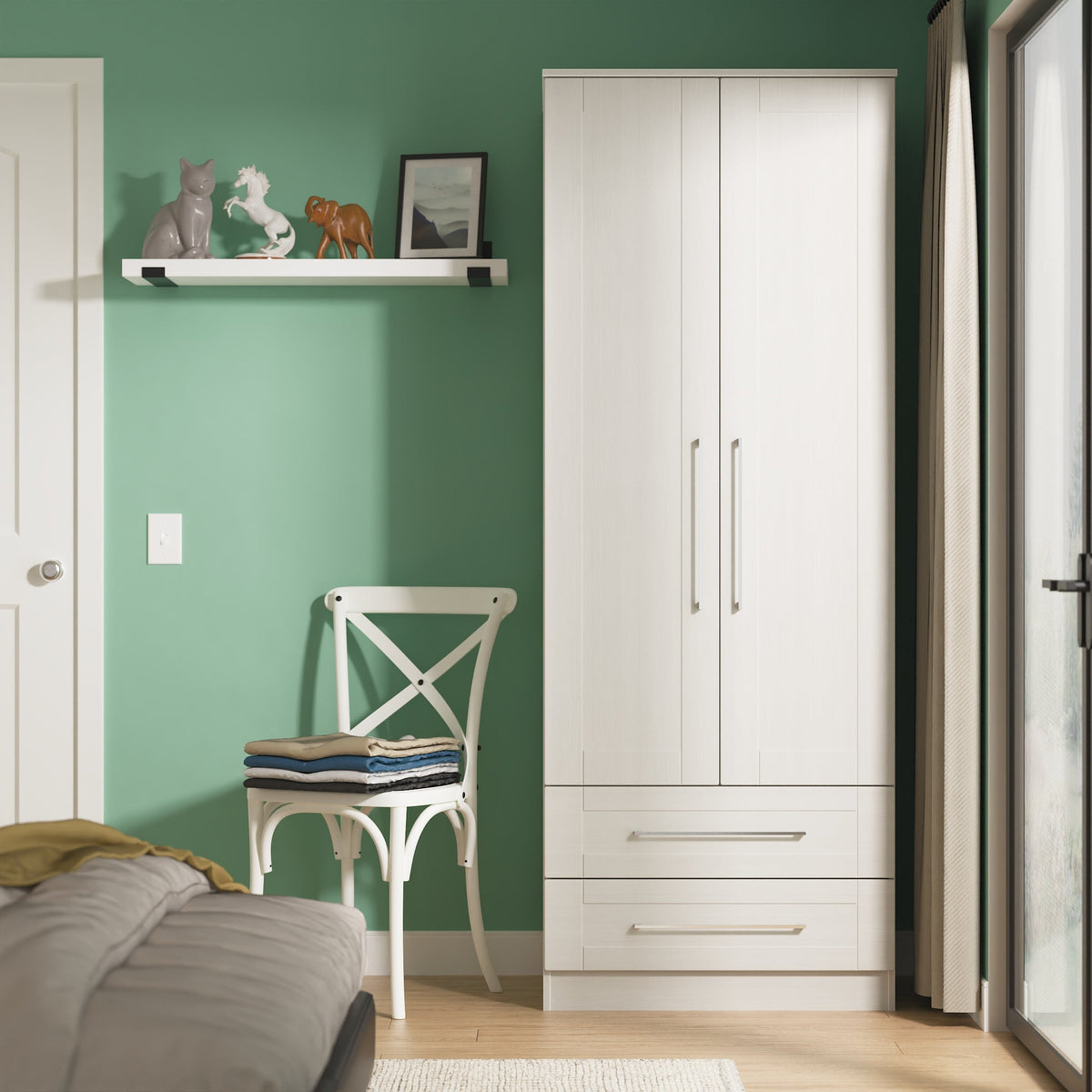 York Tall 2ft 6in 2 Drawer Robe