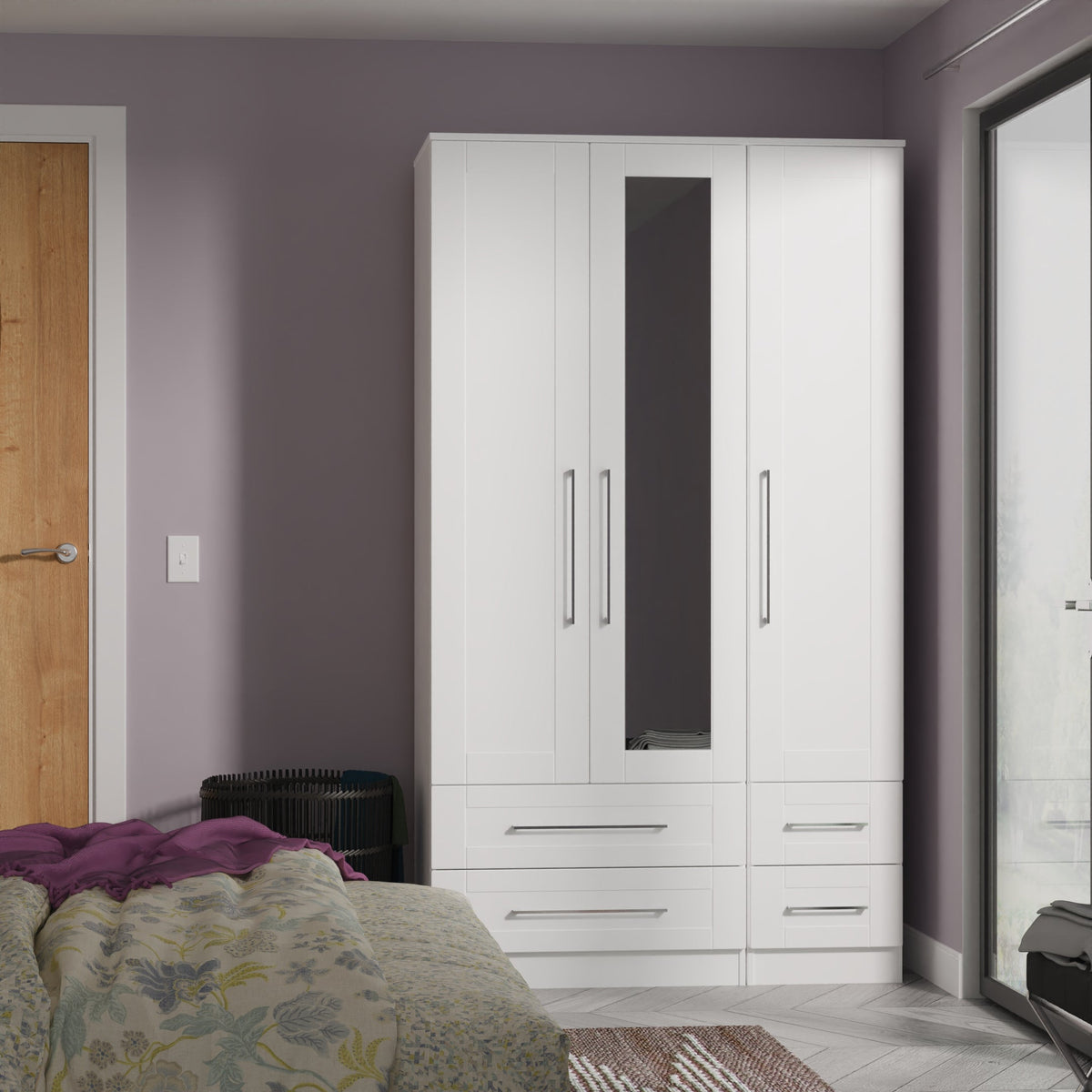 York 3 Door Centre Mirror Drawer Robe