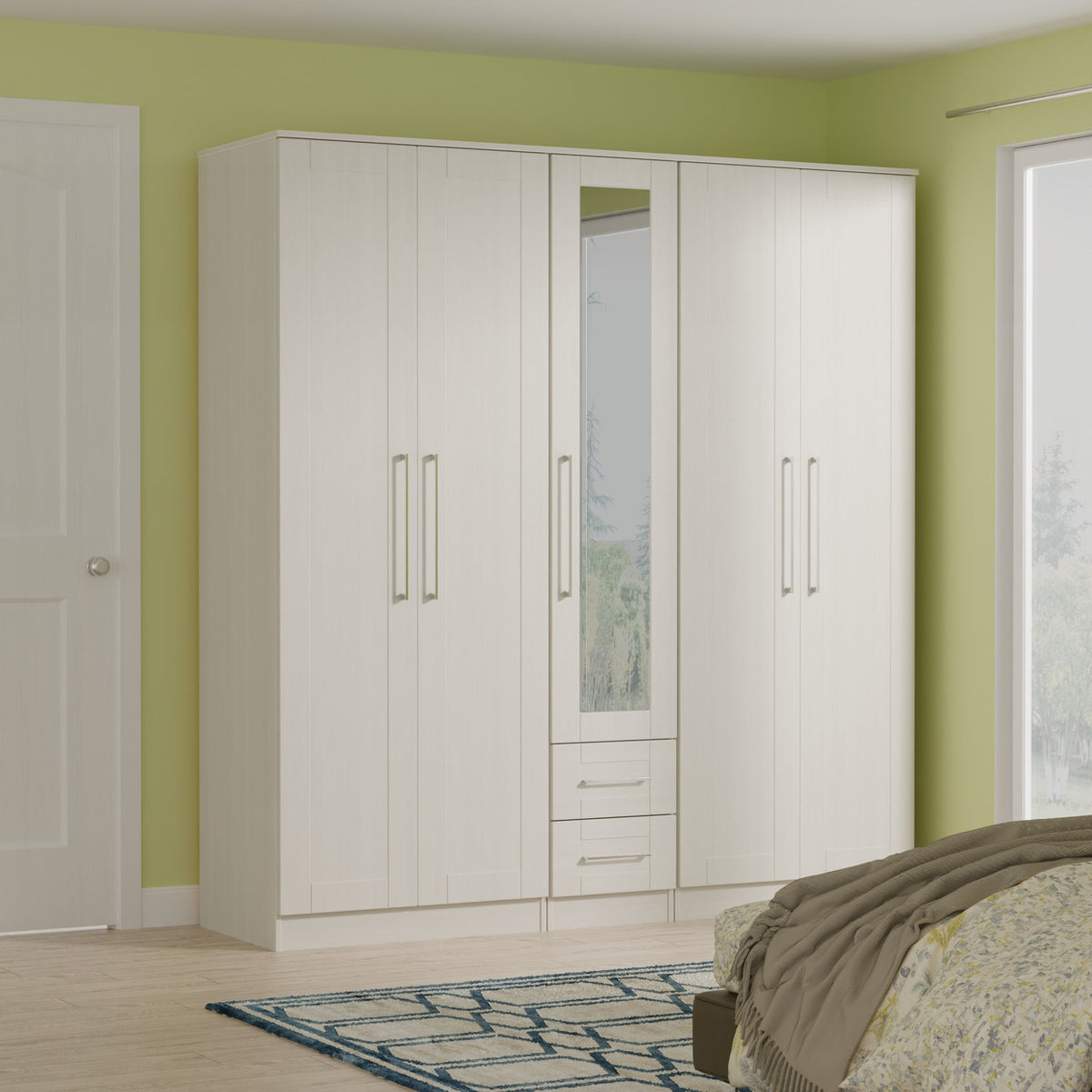 York 5 Door 2 Drawer Centre Mirror Robe
