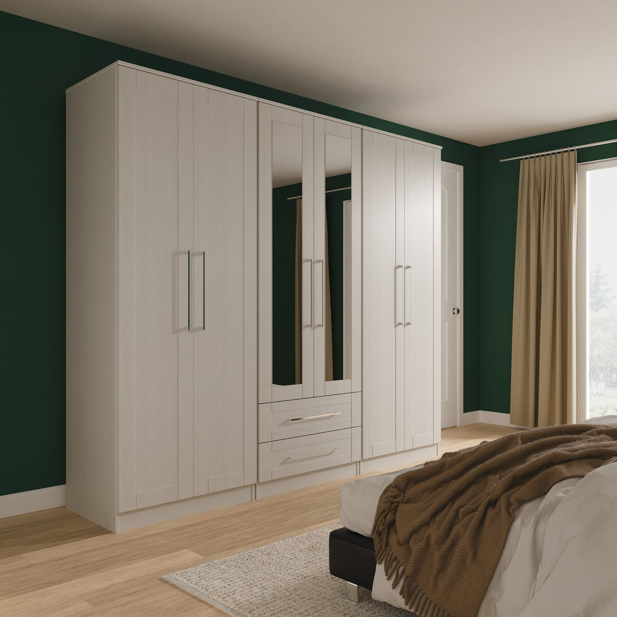 York 6 Door 2 Drawer Centre Mirror Robe