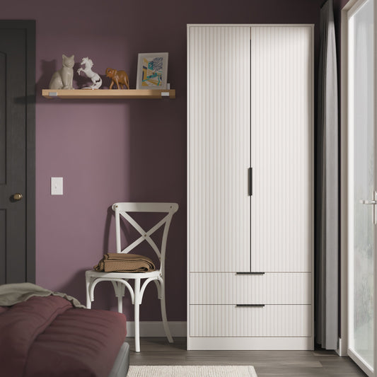 Fluted 2 Drawer Wardrobe