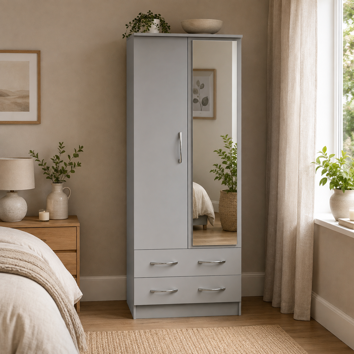 Avon 2ft 6in 2 Drawer Mirror Robe