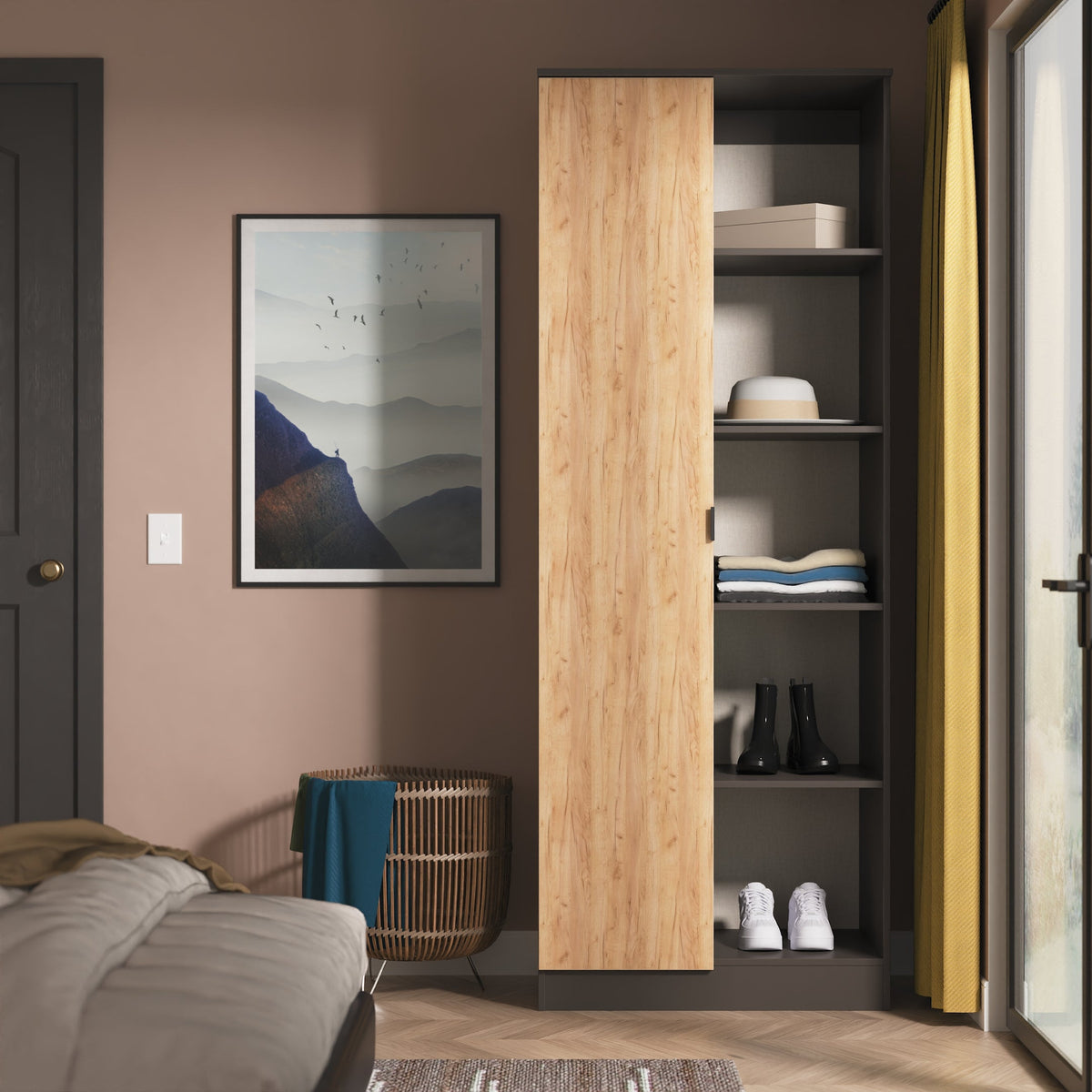 Bora 1 Door Wardrobe With Shelving