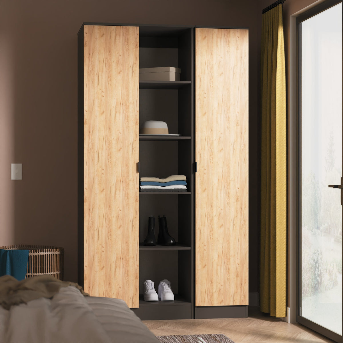 Bora Triple 2 Door Wardrobe with Shelving