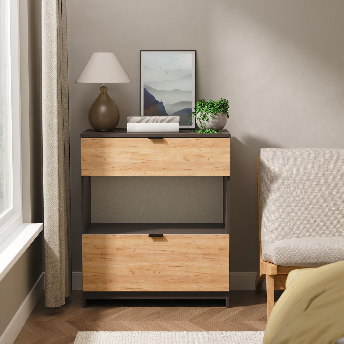 Bora 2 Drawer Deep Chest With Shelf