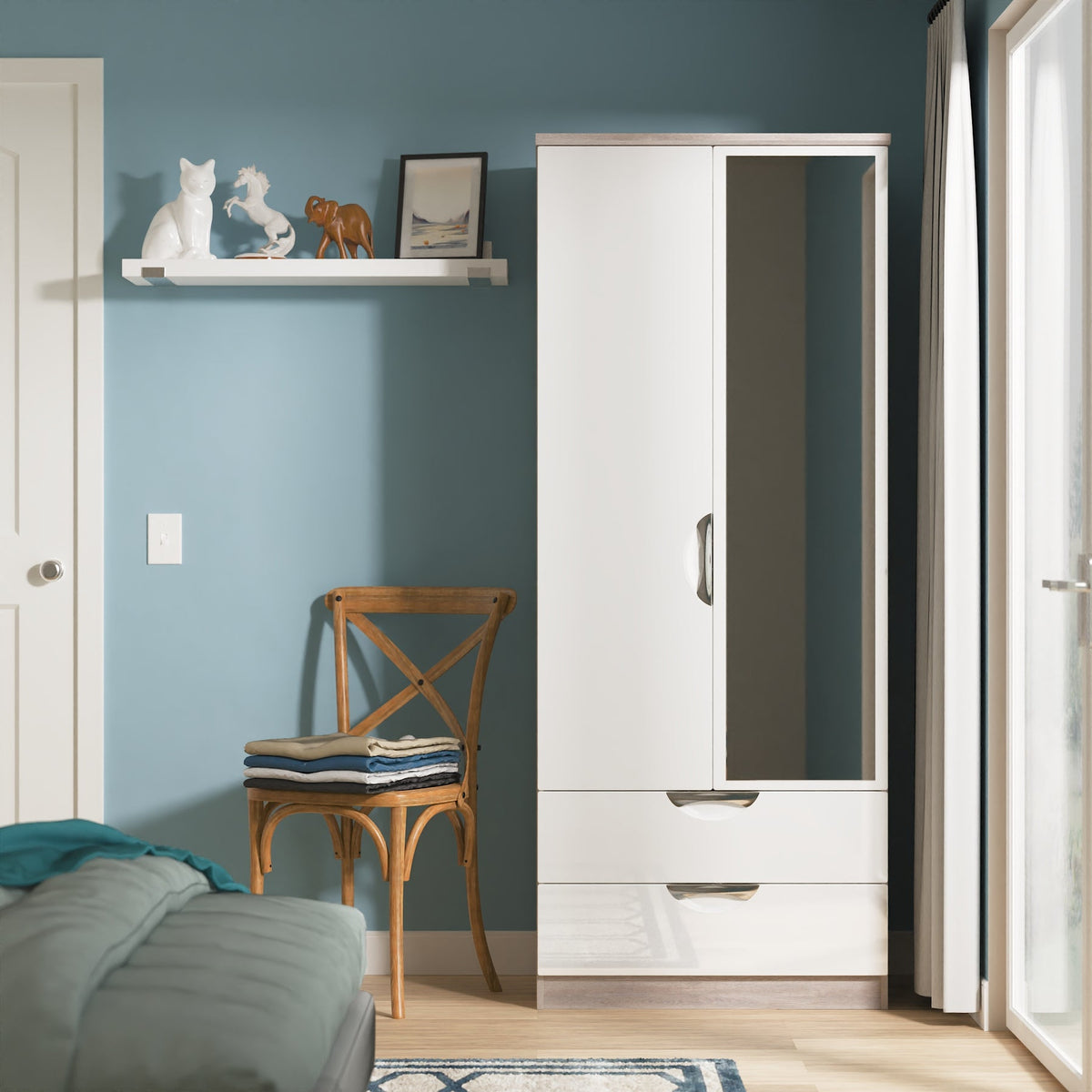 Camden 2ft 6in 2 Drawer Mirror Robe