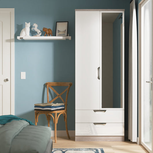 Camden Tall 2ft 6in 2 Drawer Mirror Robe