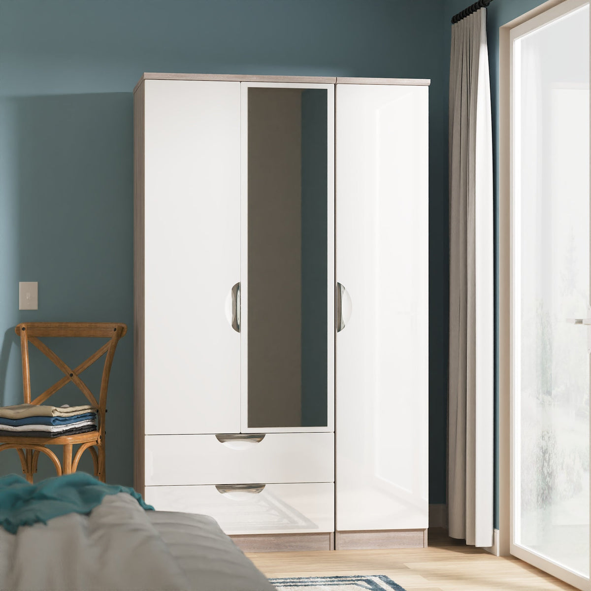 Camden Triple 2 Drawer Mirror Robe
