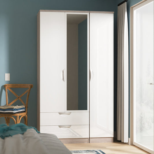 Camden Tall Triple 2 Drawer Mirror Robe