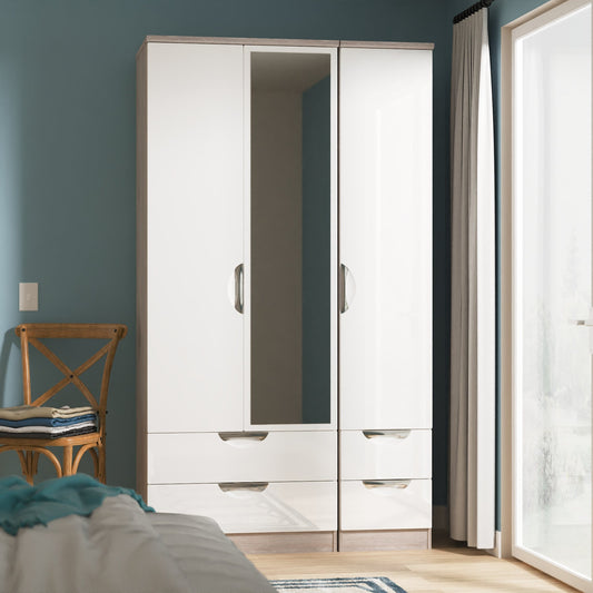 Camden Tall Triple 2 Drawer Mirror + Drawer Robe