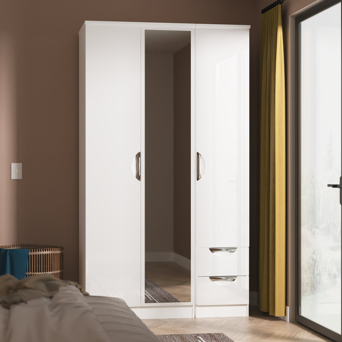 Camden Tall Triple Mirror + Drawer Robe