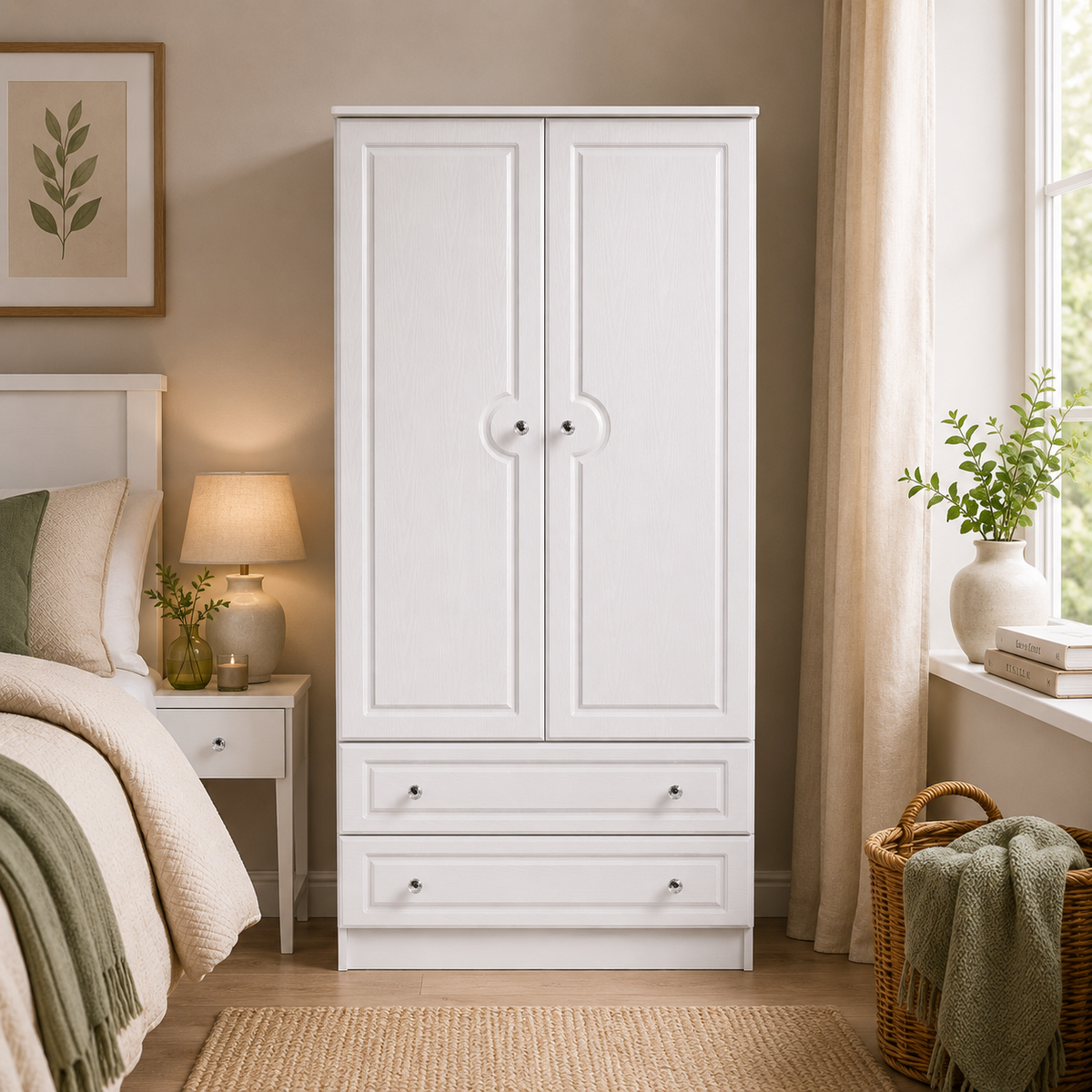 Crystal 3ft 2 Drawer Robe