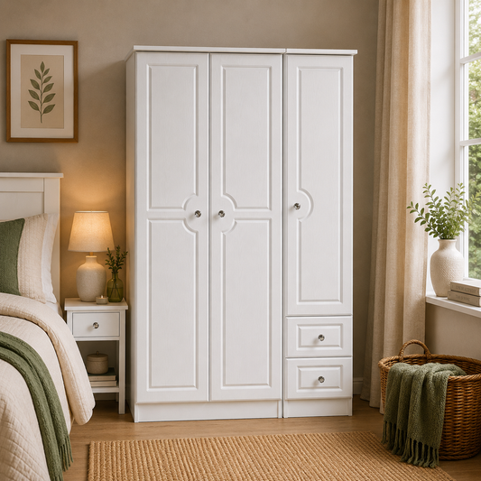 Crystal Tall Triple Plain + Drawer Robe