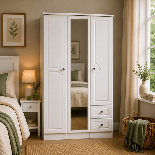 Crystal Triple Mirror + Drawer Robe