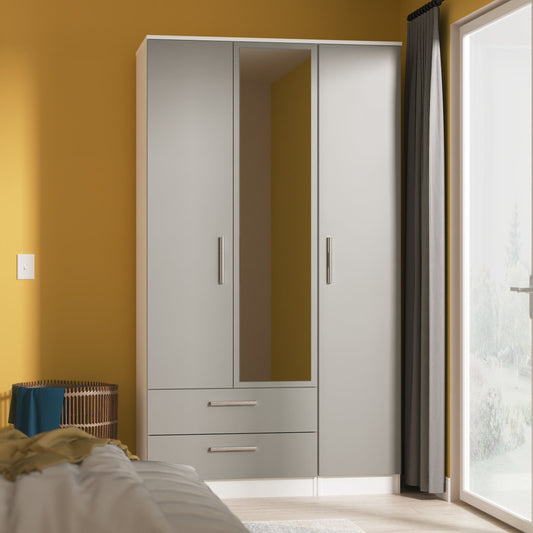Contrast Tall Triple 2 Drawer Mirror Robe