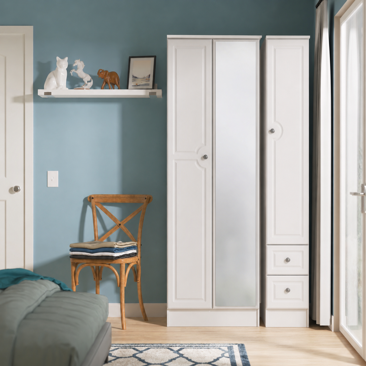 Pembroke Tall Triple 2 Drawer Mirror Robe