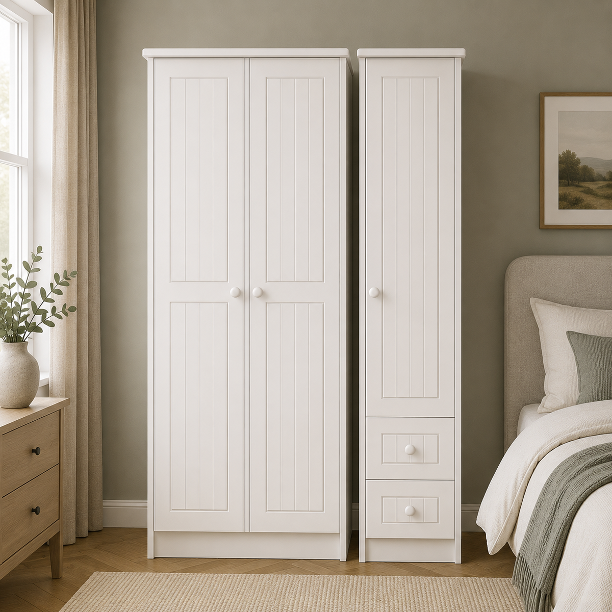 Warwick Tall Triple Plain + Drawer Robe
