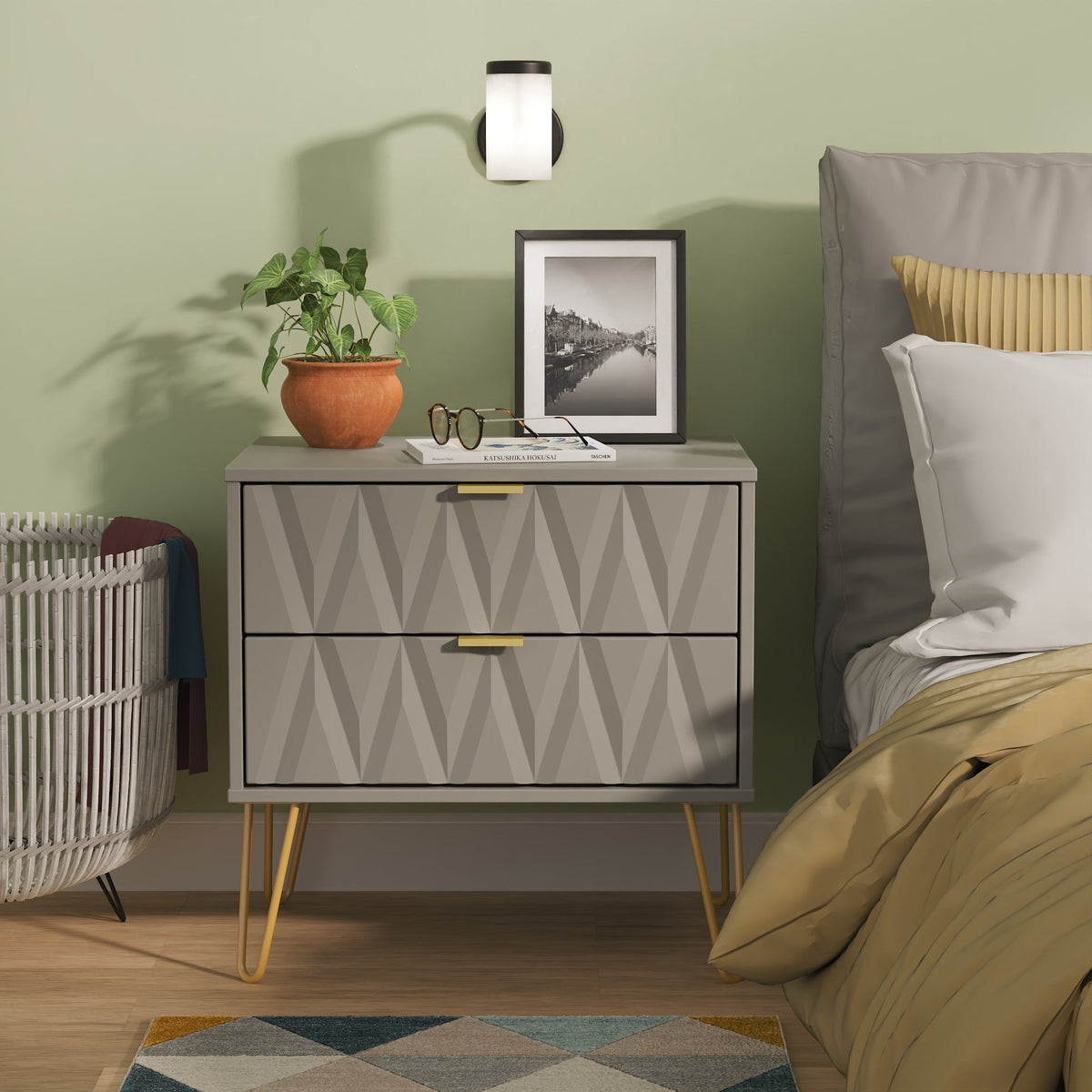 Diamond 2 Drawer Midi Chest