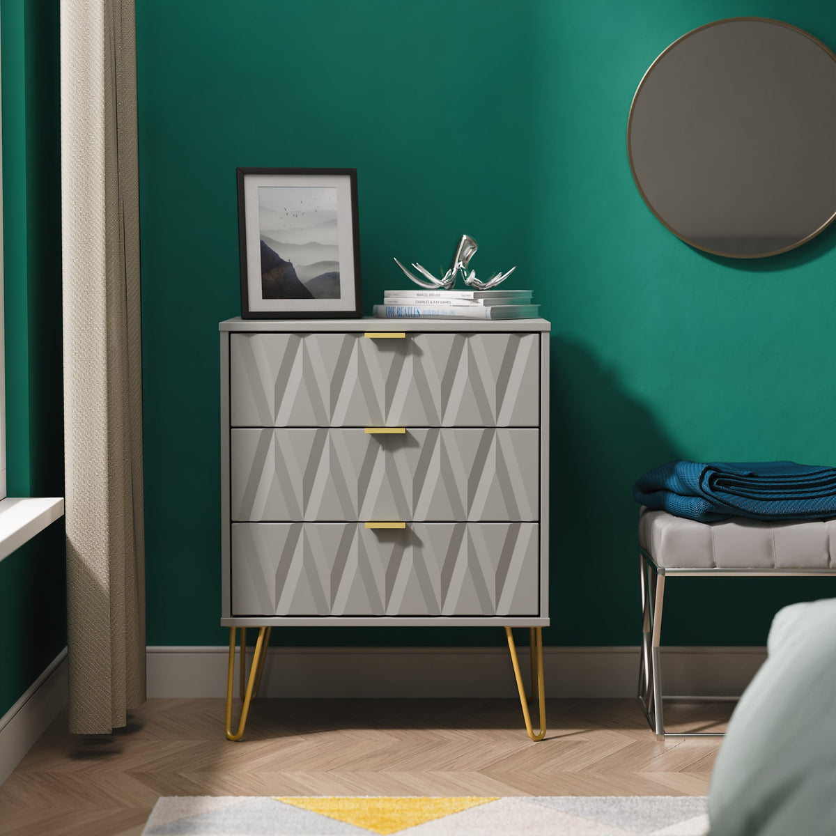 Diamond 3 Drawer Midi Chest
