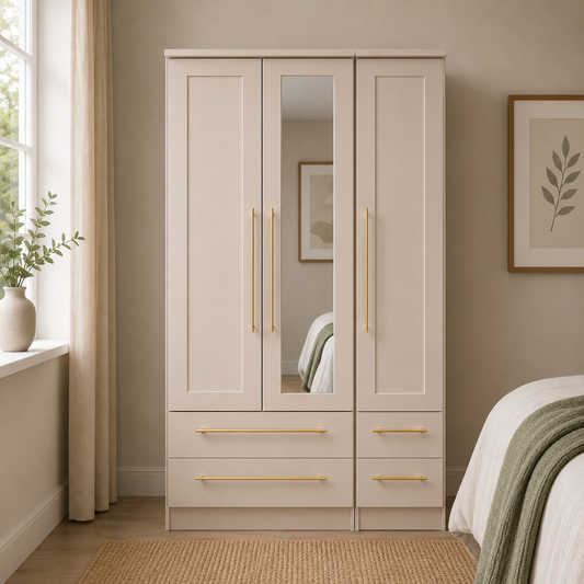 Haworth 3 Door Centre Mirror Drawer Robe