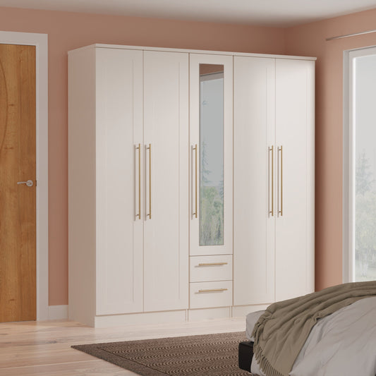 Haworth 5 Door 2 Drawer Centre Mirror Robe