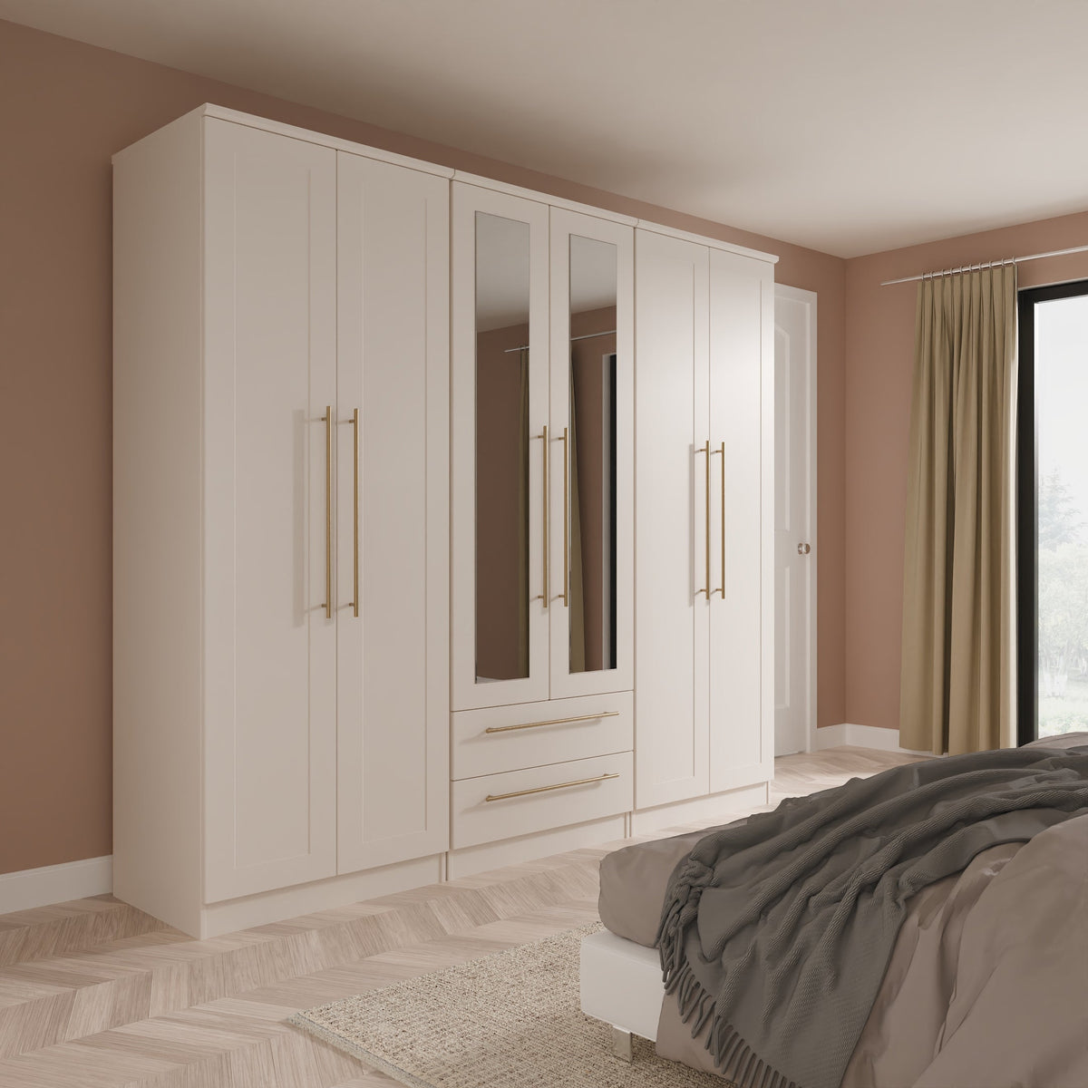Haworth 6 Door 2 Drawer Centre Mirror Robe