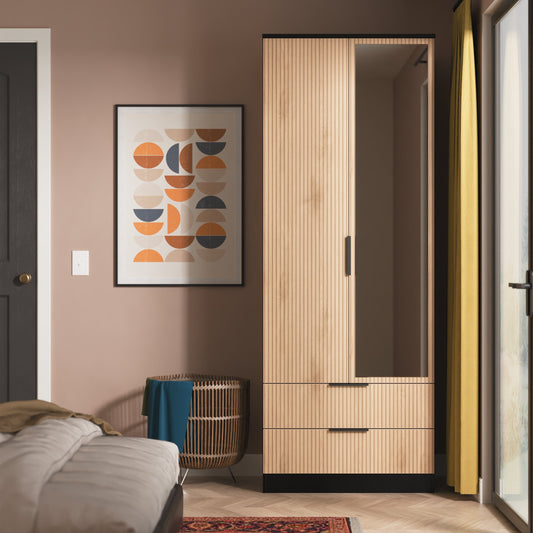 Java Tall 2ft 6in 2 Drawer Mirror Robe
