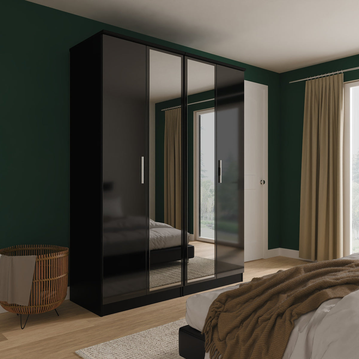 Knightsbridge Tall 4 Door 2 Mirror Wardrobe