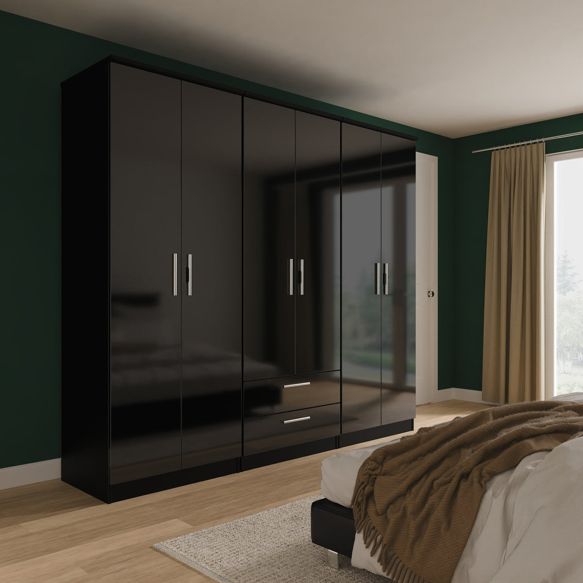 Knightsbridge Tall 6 Door 2 Drawer Wardrobe
