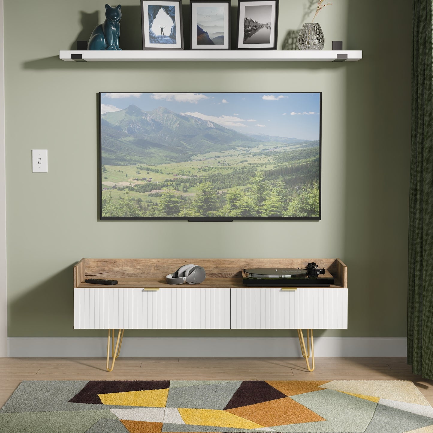 Linear (F) Media Console Unit - with legs