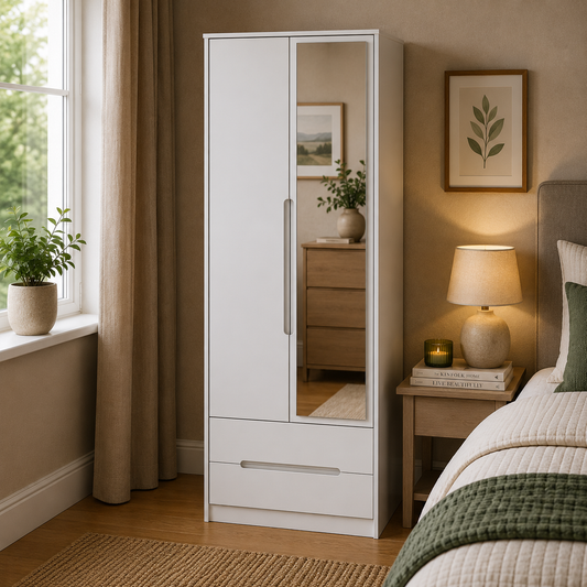 Monaco Tall 2ft 6in 2 Drawer Mirror Robe