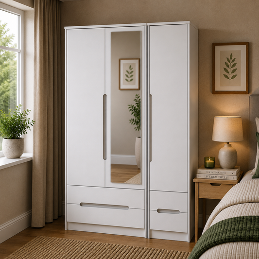 Monaco Tall Triple 2 Drawer Mirror + Drawer Robe